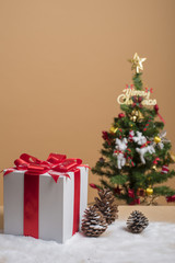 Fototapeta na wymiar Christmas gift box and christmas decoration