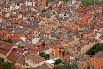 Fototapeta na wymiar Aerial view over the roofs of old city