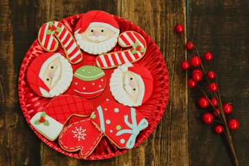 Fototapeta na wymiar Beautiful cookies for Christmas in red