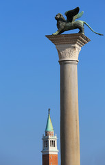 Fototapeta premium Bronze statue of the winged lion symbol of the City of Venice in