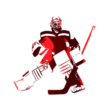 Ice hockey goalie, abstract vector silhouette