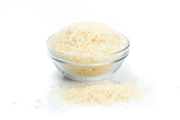 Rice on white background