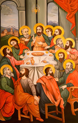 Obraz na płótnie Canvas Vienna, Austria, 2016/11/26. The icon of the last supper of Jesus Christ in Saint Hripsime Church (Armenian Apostolic Church).