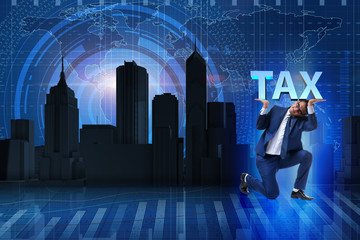 Man under the burden of tax payments