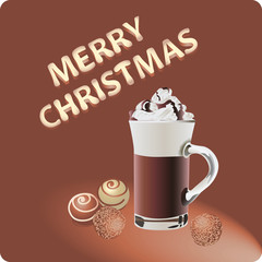 Chocolate Christmas. Vector image. Design the dessert menu, brochures, banners, flyers