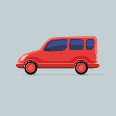 Red car cargo type isolated background. Flat icon vector illustr