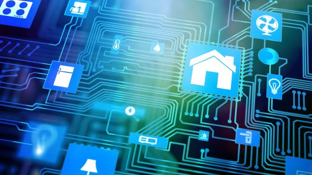 Smart Home, Haus automation mit smart haus app auf tablet oder smartphone konzept