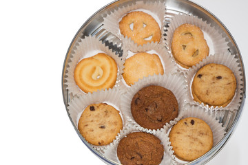Cookies in isolated on a white background / sweet cookies in a box / Cookies in box