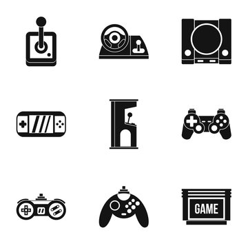 Game online icons set. Simple illustration of 9 game online vector icons for web