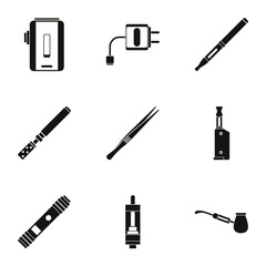 Cigarette icons set. Simple illustration of 9 cigarette vector icons for web