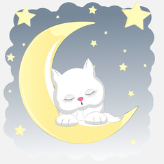 Happy cat who sleeps on the moon.