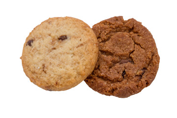 handmade butter cookies on white background / cookies butter and chocolate cookies isolated white background.