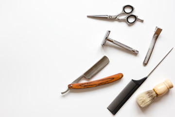Instruments male hairdresser barbershop top view