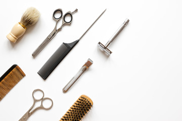 Instruments male hairdresser barbershop top view