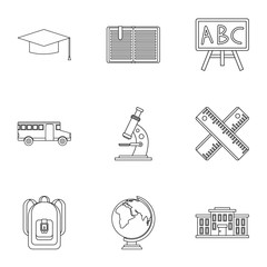 Schooling icons set. Outline illustration of 9 schooling vector icons for web
