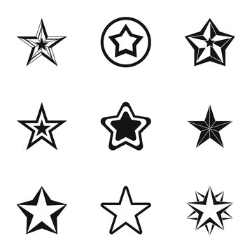 Star icons set. Simple illustration of 9 star vector icons for web