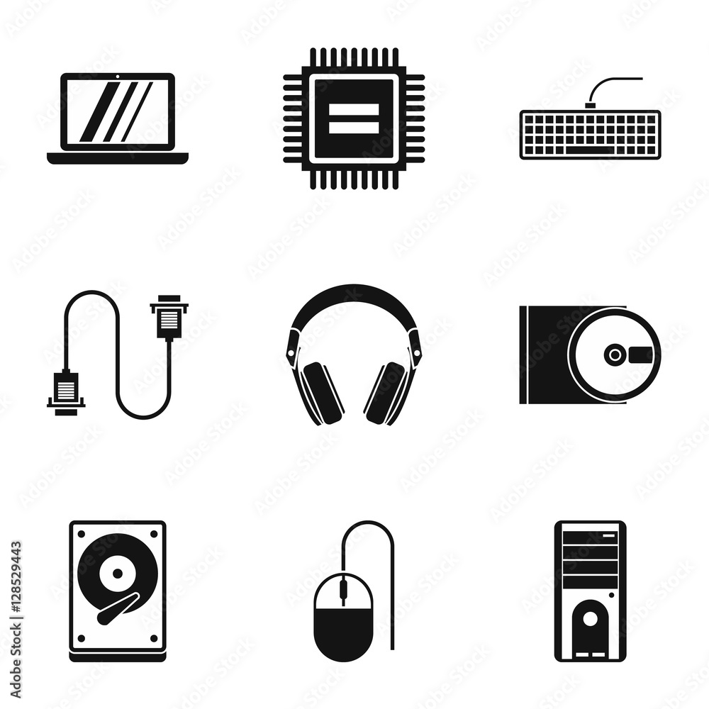 Poster computer protection icons set. simple illustration of 9 computer protection vector icons for web