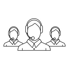 Call center workers icon. Outline illustration of call center workers vector icon for web