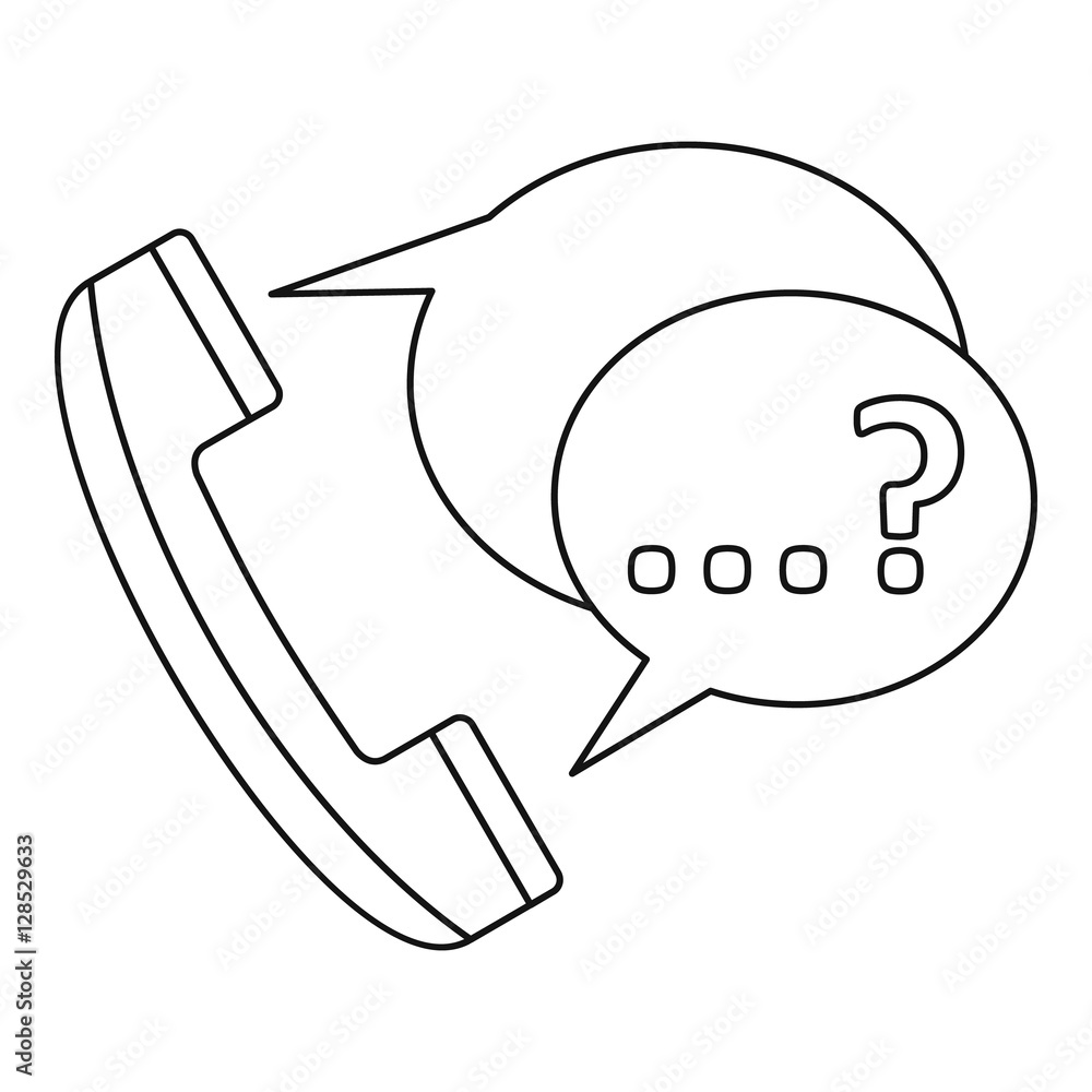Poster Handset with speech bubbles icon. Outline illustration of handset with speech bubbles vector icon for web