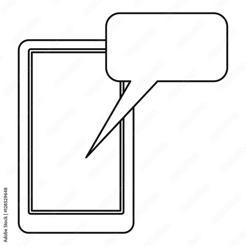 Aufkleber smartphone with bubble speech icon. outline illustration of smartphone with bubble speech vector ico