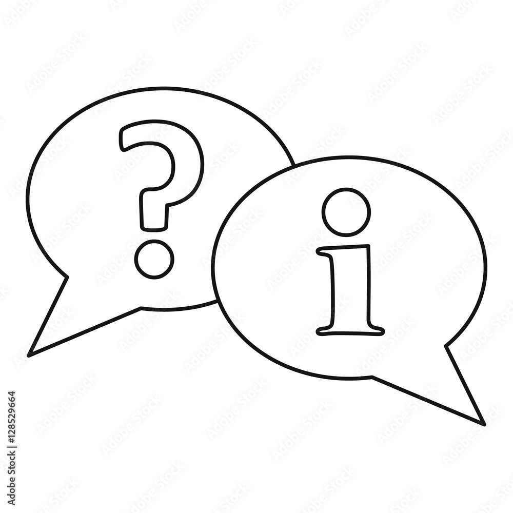 Poster speech bubbles with question and exclamation mark icon. outline illustration of speech bubbles with 