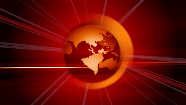 Orbiting red globe on abstract background