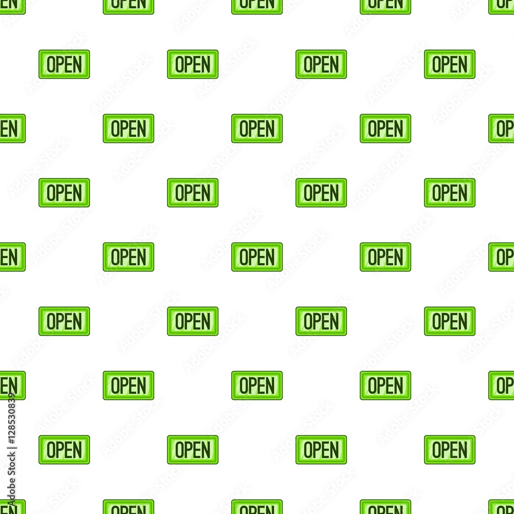 Poster open sign pattern. cartoon illustration of open sign vector pattern for web