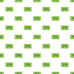 Open sign pattern. Cartoon illustration of Open sign vector pattern for web