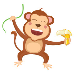 Vector Illustration Of Cartoon Monkey