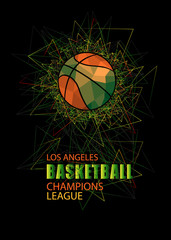 Vector illustration Basketball. Background geometry. Basketball sports posters design. Polygon ball.