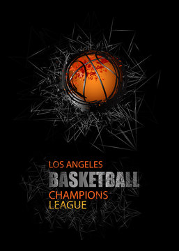 Modern Design for the basketball championship. Banner, flyer template sports. Grunge ball. Abstract background. EPS file is layered.