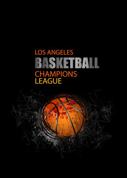 Cover for basketball. Geometric, polygon background. Design banner template for basketball. EPS file is layered.