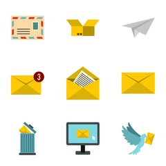 Message icons set. Flat illustration of 9 message vector icons for web