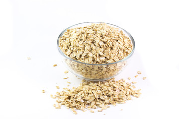 Tazza di vetro con fiocchi d'avena