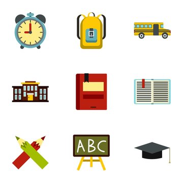 Children education icons set. Flat illustration of 9 children education vector icons for web