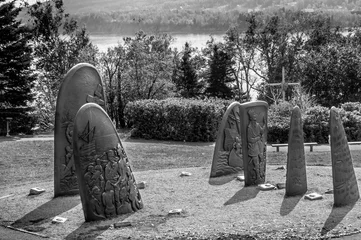 Door stickers Artistic monument historic cast iron sculptures of Gaspe Peninsula, Quebec, Canada