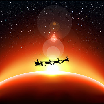 Santa Claus flies into space