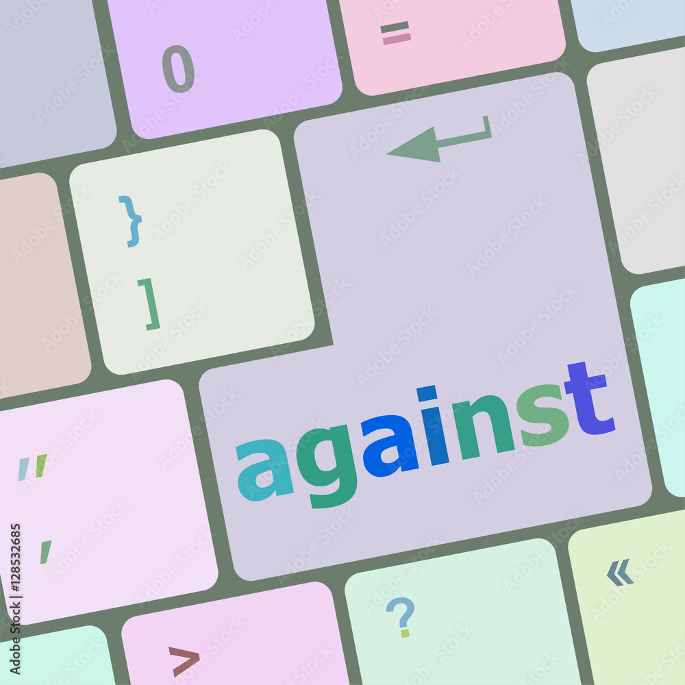 Poster against word on computer pc keyboard key