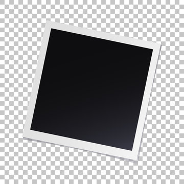 Photo frame with shadow on isolate background with a slope to the right, vector template for your stylish photos or images, EPS10