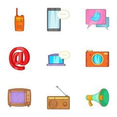 Latest news icons set. Cartoon illustration of 9 latest news vector icons for web