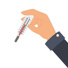 hand human with thermometer vector illustration design