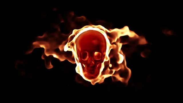 Burning human skull