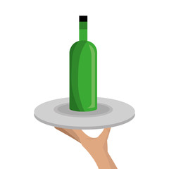 waiter with wine bottle icon vector illustration design