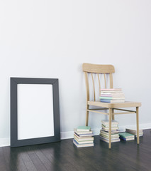 Chair and blank picture frame side