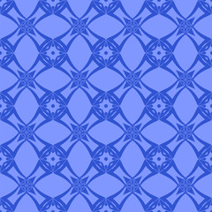 Blue Ornamental Seamless Line Pattern. Endless Texture. Oriental Geometric Ornament