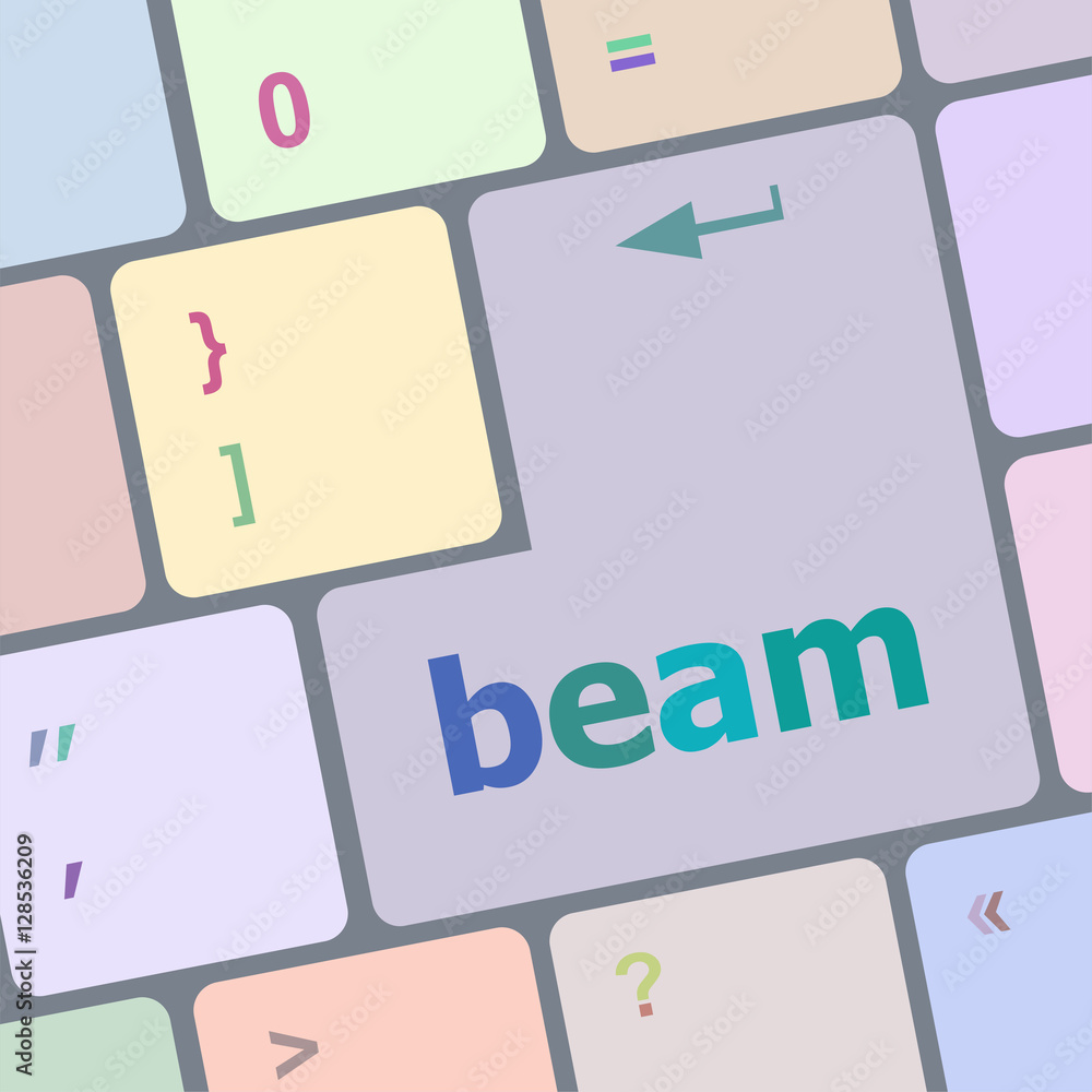Poster beam word on keyboard key, notebook computer button