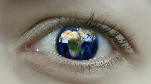 Planet Earth In Close Up Human Eye