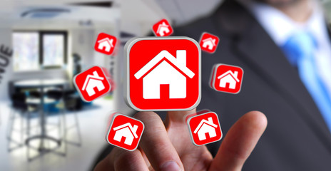 Businessman using modern application to rent a flat