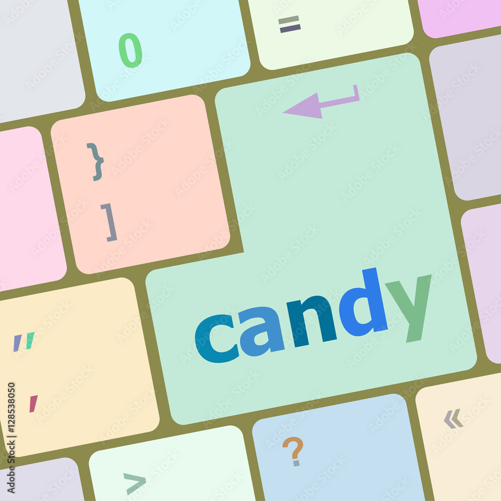 Poster candy key on computer keyboard button