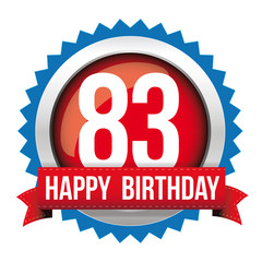 Eighty Three years happy birthday badge ribbon